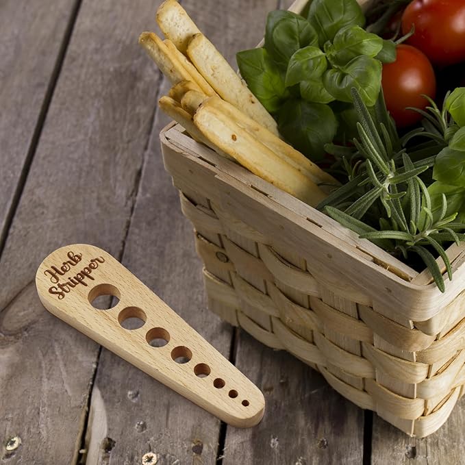 Herb Stripper Wooden Vegetable Leaf Remover Rustic Safe Kitchen Tool Cooking Gifts for Chefs and Housewives (Wooden) - Bloomnest