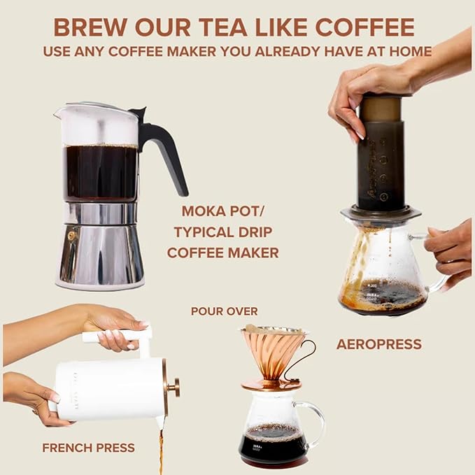 Tea Latte Sampler Kit by Teaspressa – 4 Signature Organic Tea Blends + 4 Luxe Sugar Cubes – Make at Home - Manhattan Black, Earl Grey, Green & Rooibos Tea – Salted Caramel, Vanilla, London Fog & Rose Gourmet Sugar Cubes – Gift Set - Vegan & Gluten-Free - Bloomnest