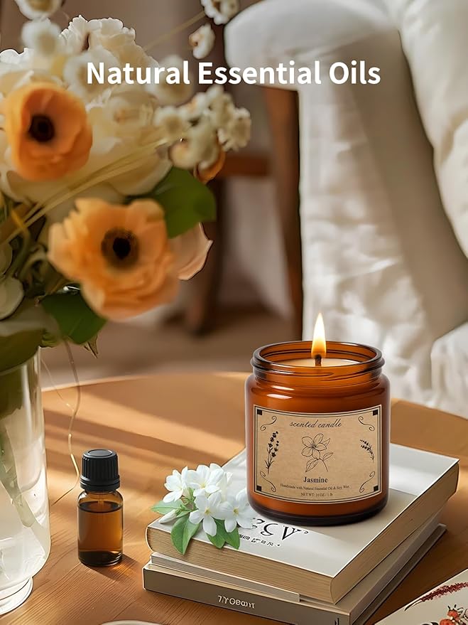 Scented Candles for Home, 16oz Large Jar Scented Candle – Jasmine Soy Wax Candle with 100 Hour Burn Time, Long Lasting Aromatherapy Candle for Home Décor, Relaxing Fragrance & Gift Giving - Bloomnest