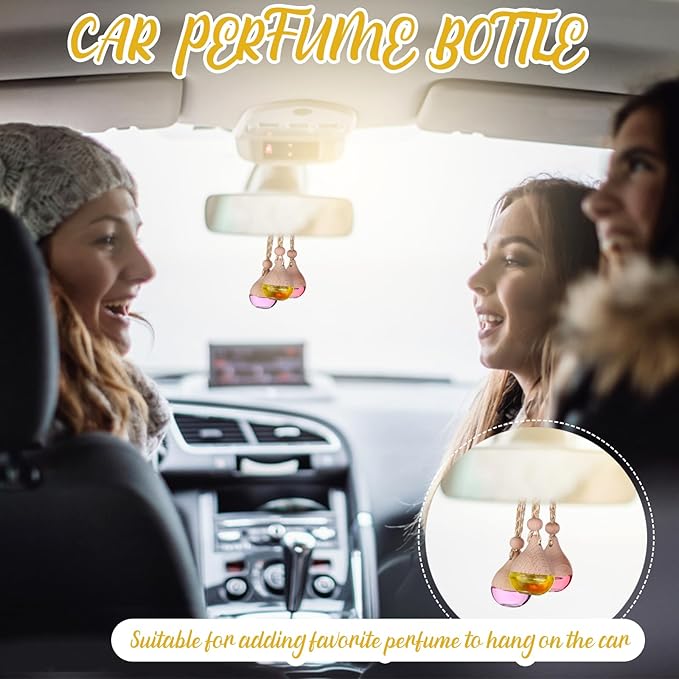 60 Pcs Hanging Car Air Freshener Car Diffuser Bottle Empty Glass Perfume Bottles Air Freshener Diffuser Bottle Pendant for Essential Oils Fragrance Aromatherapy Ornament Decor (Water Drop) - Bloomnest