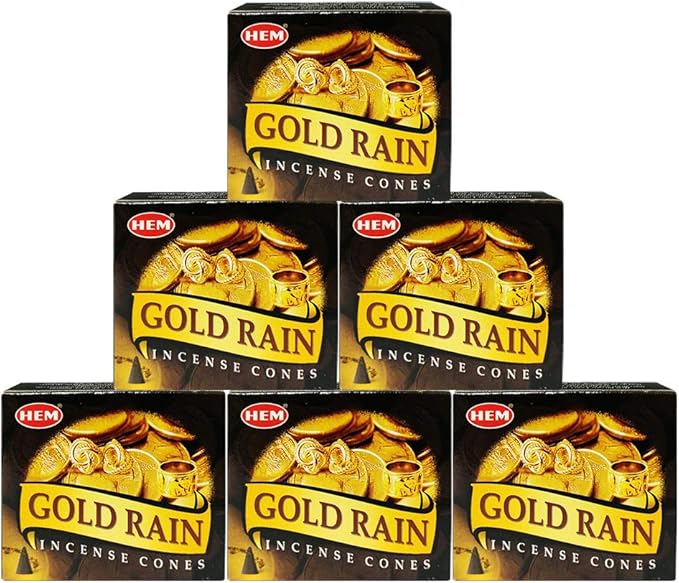 TRUMIRI Incense Cone Holder Bundle with Hem Gold Rain Incense Cones - Pack of 6 (Approx 60 Cones)