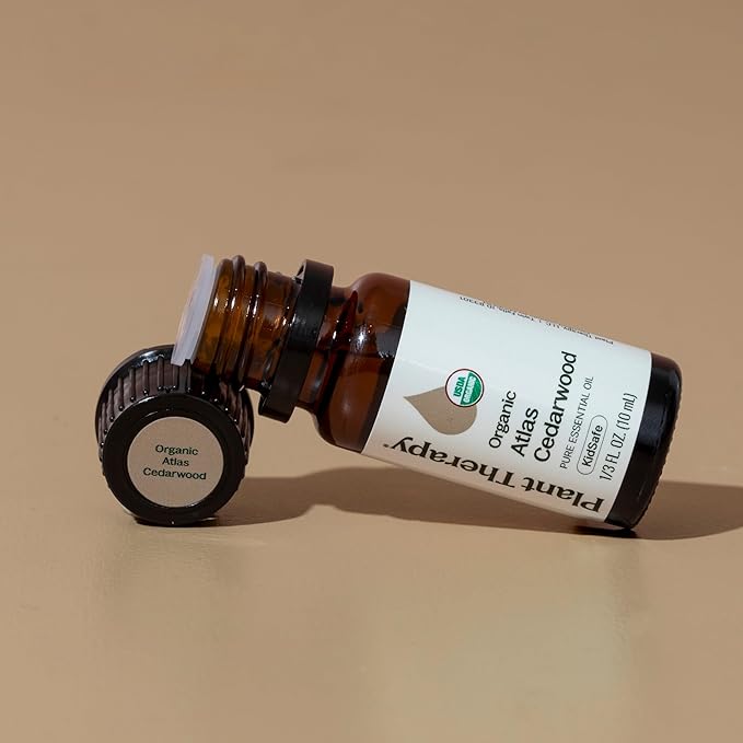 Plant Therapy Organic Atlas Cedarwood Essential Oil 100% Pure, USDA Certified Organic, Undiluted, Natural Aromatherapy for Diffusion, Skin, and Hair, Therapeutic Grade 10 mL (1/3 oz) PlantTherapy