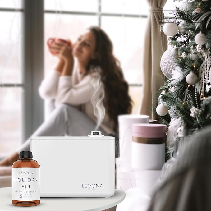 Levona Scent Essential Oil - Fresh Aroma for Home, Office, Hotel & Spa, Perfect in Humidifiers and Diffusers, Luxury Fragrance, with Sandalwood, Amber, Winter Fir Notes - 700ml/ 23 fl oz, Holiday Fir - Bloomnest
