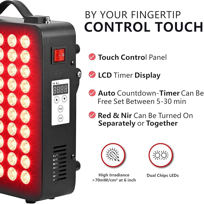Red Light Therapy for Body & Face, 660nm 850nm Infrared Light Therapy Panel for Skin,Muscles Recovery Portable LED Light Therapy Device with Stand,60 LED Beads