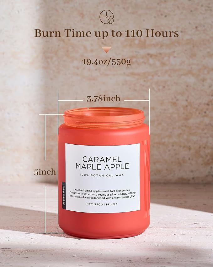M&SENSE Caramel Apple Pie Candles for Home Scented, Natural Soy Wax 19.4oz Long Lasting 110 Hours Clean Non Toxic Large 2 Wick Candle Gifts for Thanksgiving Housewarming - Bloomnest