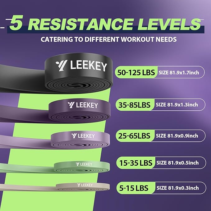 LEEKEY Resistance Bands Set for Pull-Up Assistance & Full-Body Training, Multi-Level Exercise Bands with Bag for Home Workouts, Physical Therapy, Strength Training (Men/Women) - Bloomnest