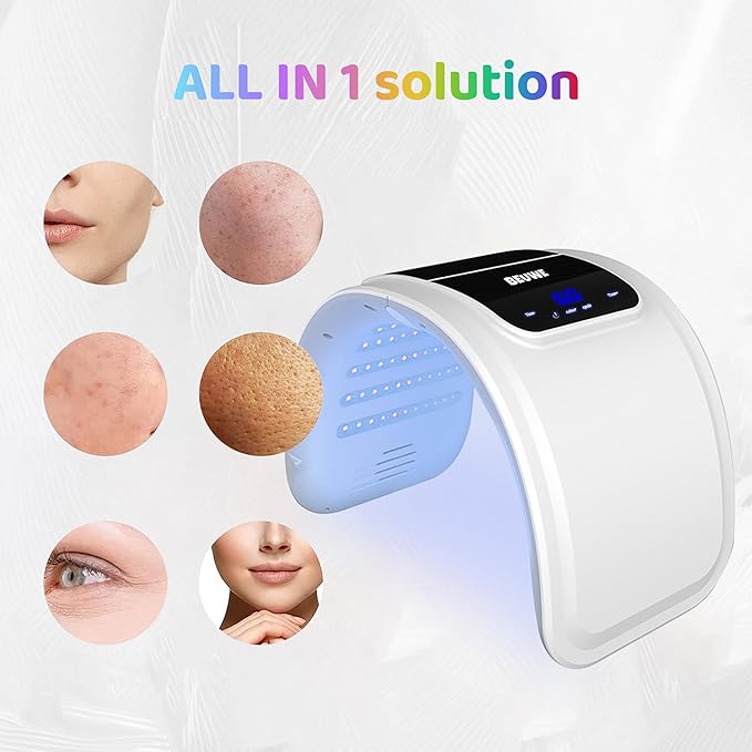 Red-Light-Therapy-for-Face，Led Face Mask Light Therapy Red & Blue Rejuvenation Tool SPA Equipment Led Neck Body Hand Mask for Skincare at Home Beuwe