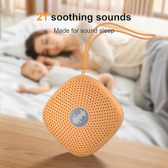 White Noise Machine,Portable Sound Machine for Baby Adult,21Soothing Sound,Auto-Off Timer,Noise Canceling for Office & Sleeping, Compact Size for Home,Travel,Registry Gift,Orange - Bloomnest