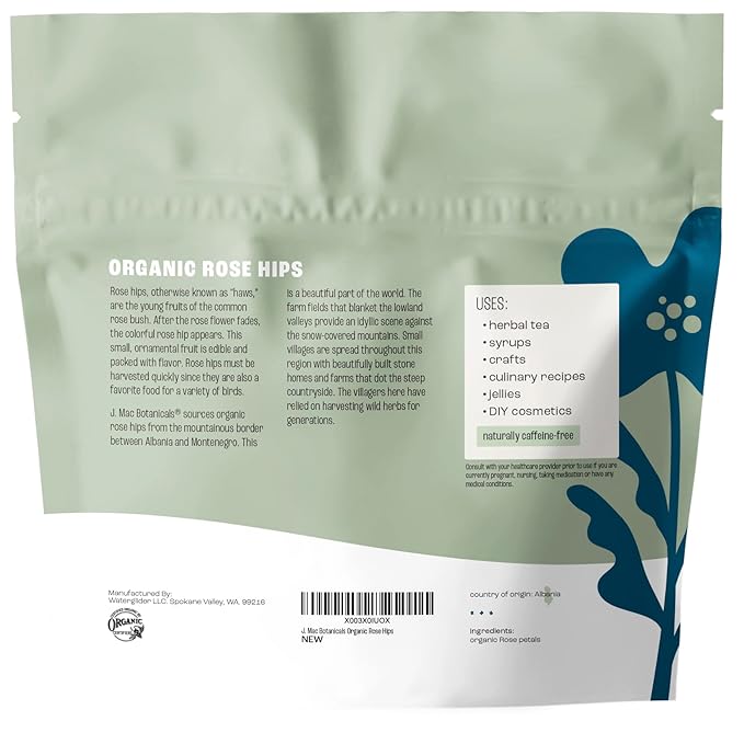 J MAC BOTANICALS, Organic Rose Petals (4 oz) Certified USDA Organic, edible, culinary grade dry rose petals, rose petals for herbal tea, cooking and crafts - Bloomnest