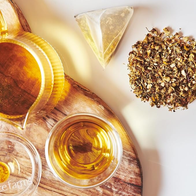 Grace Farms CHAMOMILE CITRUS Herbal Tea (16 Pyramid Sachets) | Naturally Sweet, Calming and Caffeine Free |Organic, Fair Trade and Kosher Certified | Gives Back 100% of Profits - Bloomnest