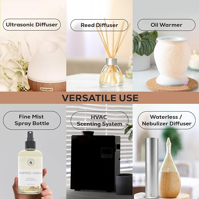 Aroma Country Whipped Vanilla Diffuser Oil - Luxury Essential Oils for Diffuser Refill & Air Freshener Room Spray - Long-Lasting & Natural Home Fragrance, Vanilla Oil for Diffusers (8.5 Fl. oz) AromaCountry