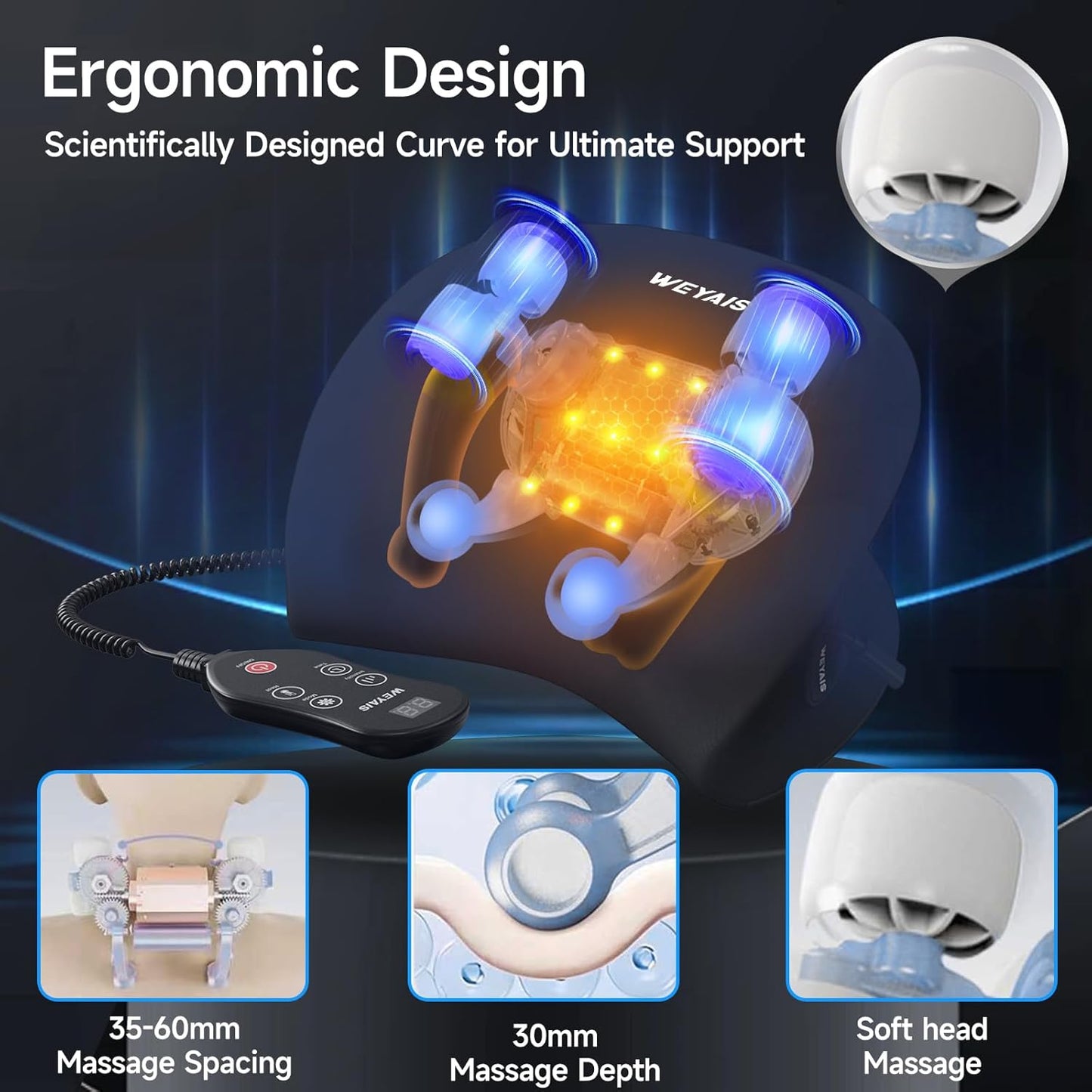 Neck Massager Pillow, Neck and Shoulder Relaxer with Heat, 3 Modes and Strengths, Neck Massager for Pain Relief Deep Tissue, Remote Control, Black