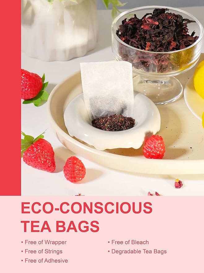 TeeLux Strawberry Hibiscus Iced Tea, Natural Hibiscus Tea with Stevia and Rosehip, Tangy & Sweet Flavor, Caffeine Free, 100 Count - Bloomnest