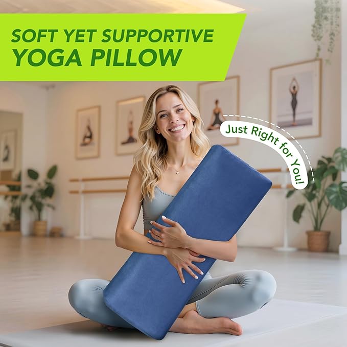 Wellsin Rectangular Yoga Bolster - Meditation Pillow with Washable Suede Cover, 27"X10" X5.5" - Bloomnest