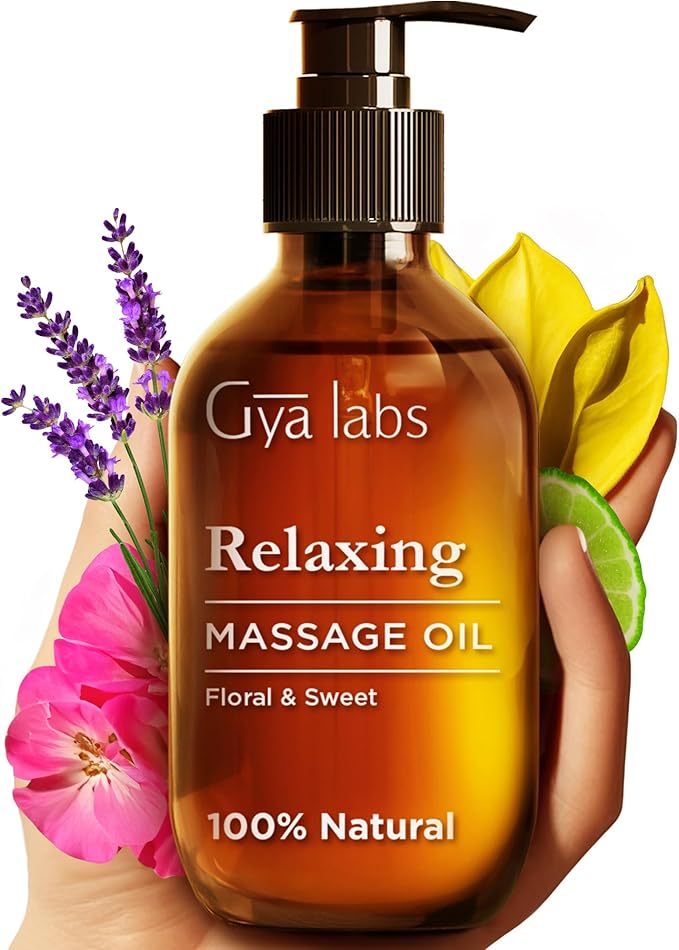 Gya Labs Relaxing Massage Oil - 6.76 Fl Oz - Non-Greasy Formula for Sore Muscles, Deep Relaxation & All Skin Types - Suitable for Men & Women - Bloomnest