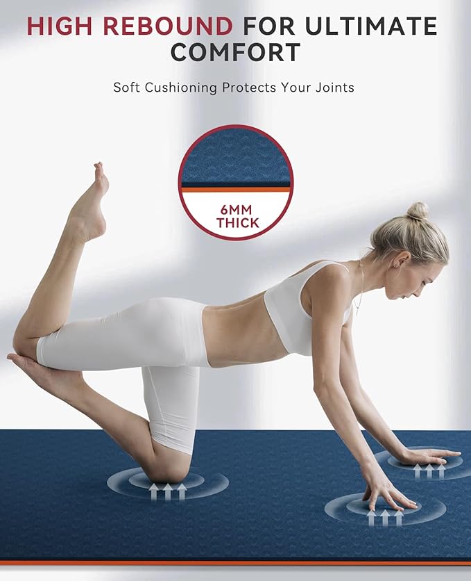 HAPBEAR Large Yoga Mat - 72"x36"x6mm (1/4 inch), Extra Wide Non-Slip Exercise Mat for Home Workout, Yoga, Pilates & Stretching, Durable & Eco-Friendly, Includes Bonus Resistance Bands & Carry Bag