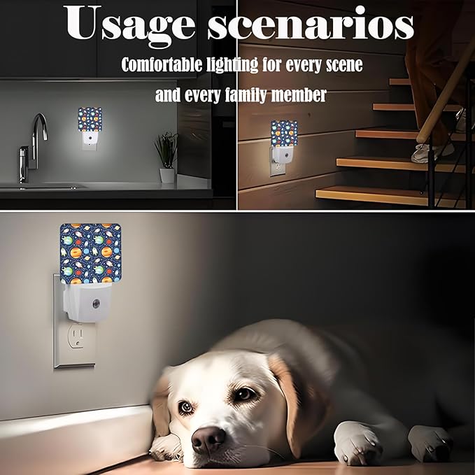 Night Blue Space Stars Night Light,Plug-in Nightlights Auto Sensor Night Lamp Dusk to Dawn Lamp Home Decor for Nursery Children Girls Boys