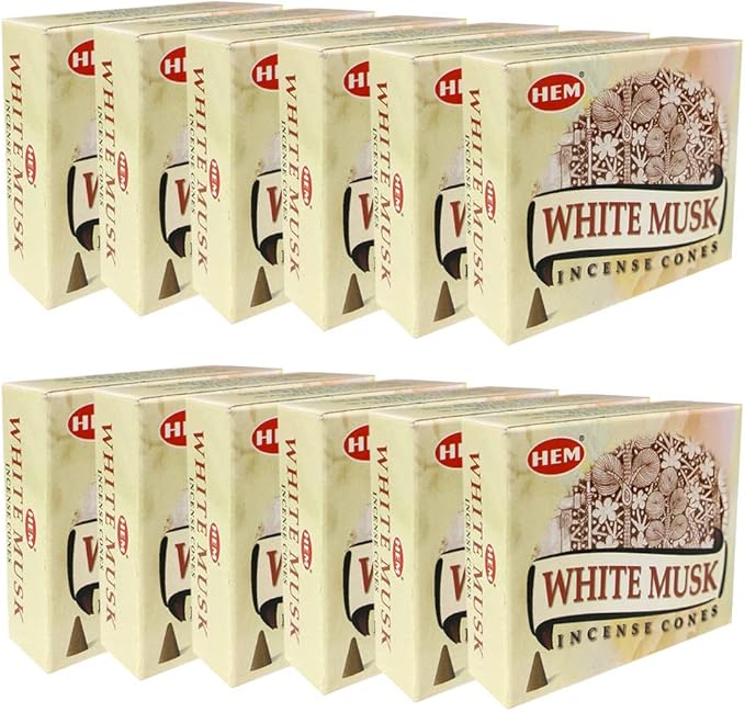 White Musk Incense Cones and Cone Incense Burner Bundle Insence Insense Hem Incense