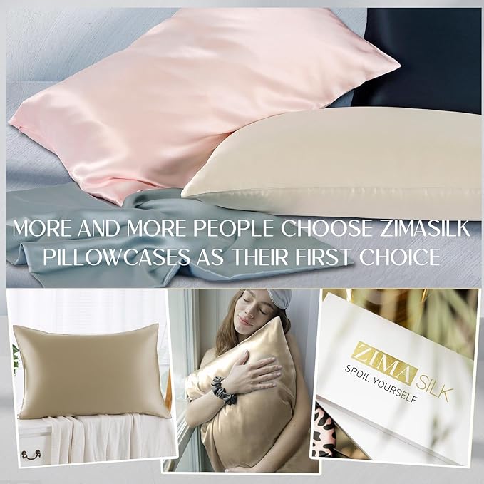 ZIMASILK 100% Pure Mulberry Silk Pillow Cases for Hair and Skin, Soft, Hypoallergenic & Smooth, Both Sides Grade 6A Silk, with Hidden Zipper, Gift for Women Men, 1pc (Body 20"x54", Taupe) - Bloomnest