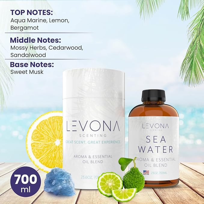 Levona Scent Sea Water Essential Oils for Diffuser for Home - Hotel and Home Luxury Scents - Fragrance Oil - Diffuser Oils Scents - Oil Diffuser Essential Oils for Humidifiers - 700Ml Aroma Oil Blend - Bloomnest