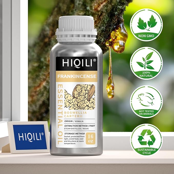 HIQILI 16 Fl Oz Frankincense Essential Oil, for Massage Skin Care, Diffuser, Aromatherapy, 100% Pure Undiluted - Bloomnest