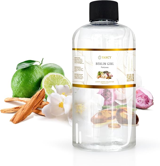 YANCY Berlin Girl Luxury Collection Fragrance Oil (8 oz), Bold Modern Floral Aroma, Ideal for Diffusers, Oil Burners & Aroma Lamps, Edgy and Feminine Scent for Urban Vibes YancySpa
