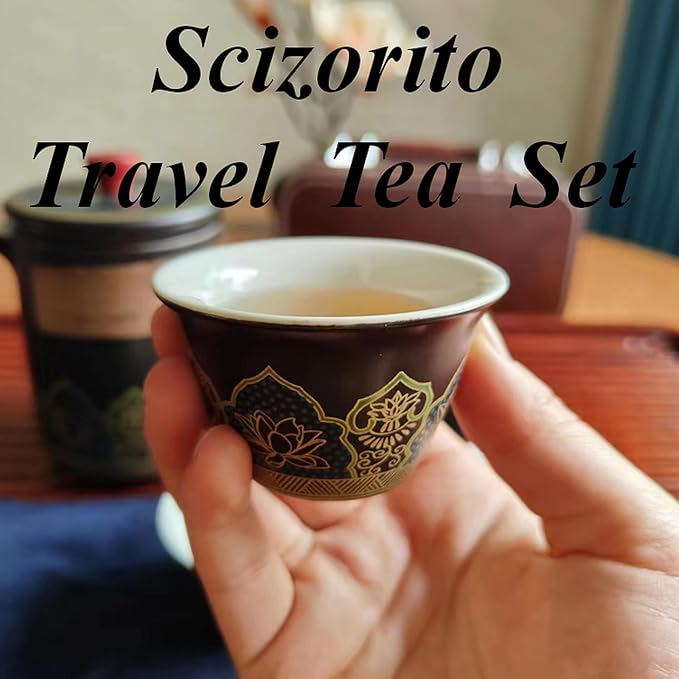 Ceramic Portable Travel Tea Set, Best Gift for Season of Graduation, Mother'S Day, Father'S Day, Christmas, Halloween, Birthday and Other Festivals (Travel Black) - Bloomnest