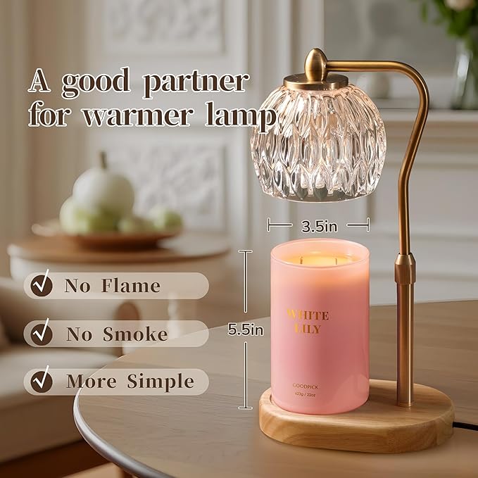 Goodpick Scented Candle White Lily, Soy Wax 22oz Long Burning 120H, Fresh Floral Citrus & Woody Musk, Home Aromatherapy Candles - Bloomnest