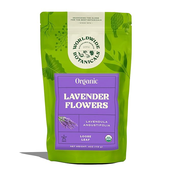 Worldwide Botanicals Organic Lavender Flowers, 4 ounces, Pure European Lavender buds, Perfect for Aromatherapy, Sachets, Wedding celebrations, Tea flavoring, Eye pillows Scenting The Home - Bloomnest