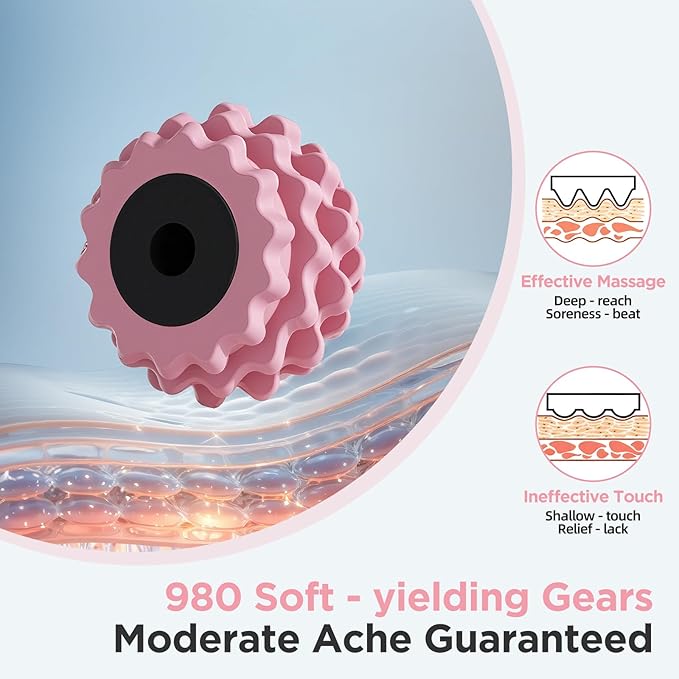 Cellulite Massage Tool Muscle Roller - Deep Fascia Massager & Dimpled Skin Remover for Legs, Thighs & Buttocks - Anti-Cellulite Roller, Smooth Skin, Pain Reliefs (Pink) - Bloomnest