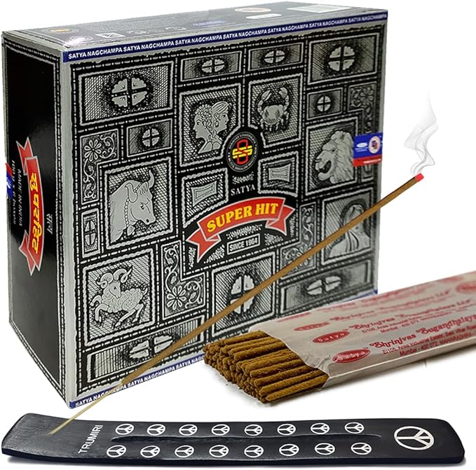 Super Hit Incense Sticks 100g and Holder Bundle - Pack of 6 (Approx 600 Sticks) - Bloomnest