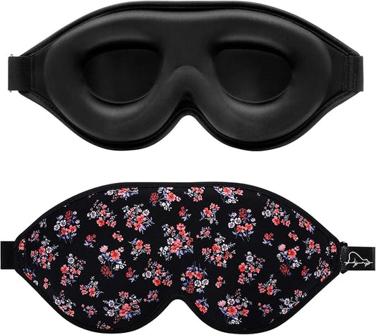 ALASKA BEAR Sleep Mask Memory Foam Contoured Eye Cups for Women and Men, Soft Stitched Edge 3D Blackout Eye Mask for Sleeping No Pressure on Eyelids and Eyelashes Protection, Earplugs Set, Floral - Bloomnest