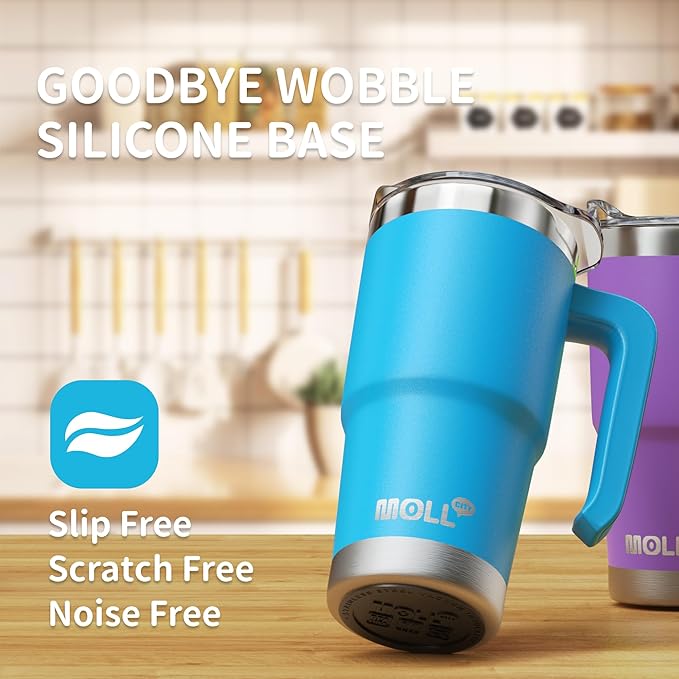 16 oz Tumbler with Straw Stainless Steel Double Wall Vacuum Insulated Coffee Cup with Lid and Handle-Reusable Travel Mug for Women, Girls(Sky Blue) - Bloomnest