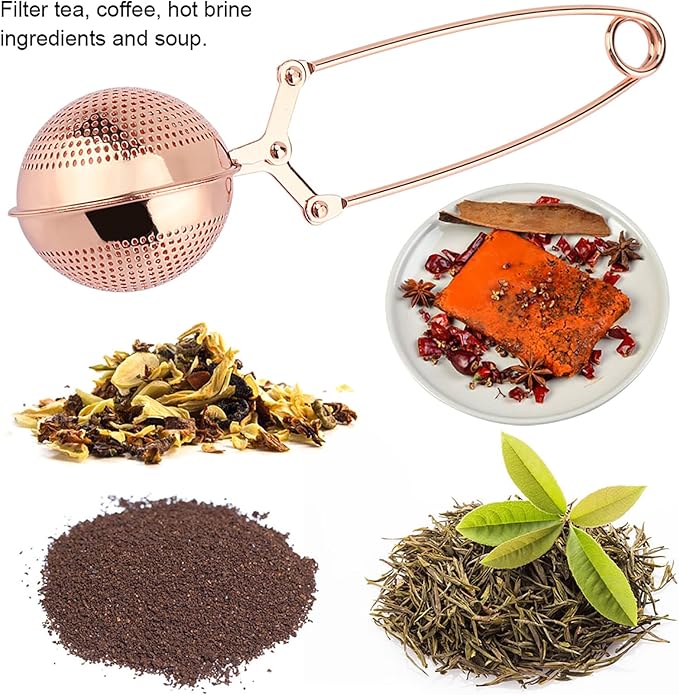 Snap Ball Tea Strainer, Snap Tea Ball Infuser, Rose Gold Stainless Steel Snap Ball Infuser for Loose Leaf Tea - Bloomnest