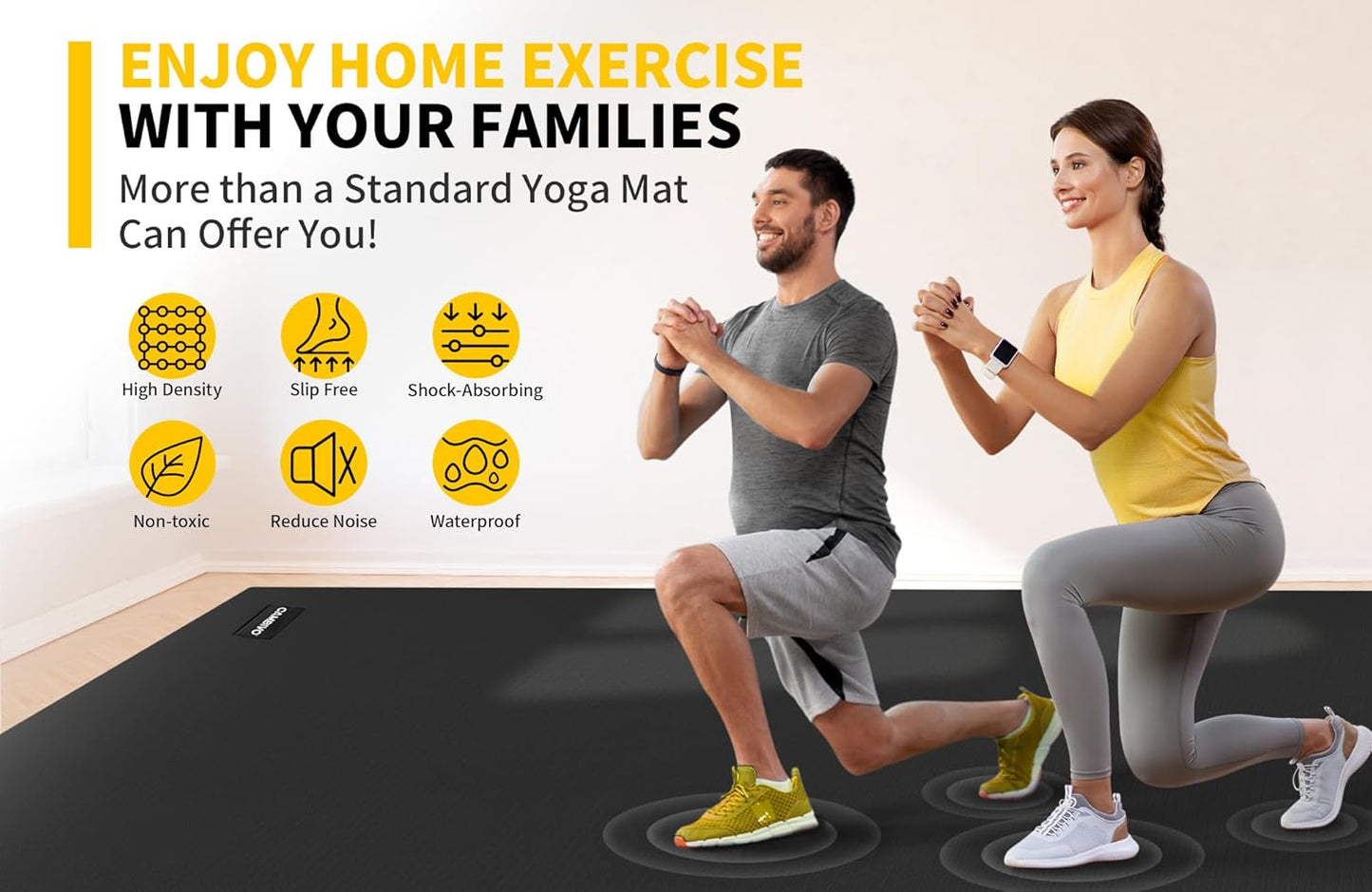 CAMBIVO Large Exercise Mat for Home Workout, 8'x6'/7'x5'/6'x4' (7 mm) Extra Thick Exercise Mat for Home Gym, Shoe-Friendly, Non-Slip Gym Mat for Jump Rope, Weights, Cardio, Fitness