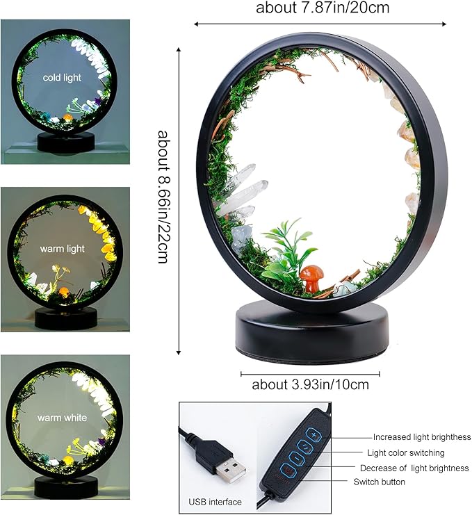 Runyangshi Forest Style Natural Citrine Night Light Healing Crystal USB Port 3 Colours Dimming Mode Lamp Suitable Night Lamp for Bedroom Home Decor Gift - Bloomnest