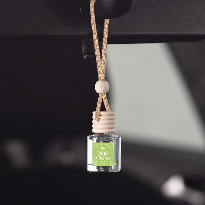C&E Craft Co Hanging Car Air Freshener Diffuser 2 Pack, Long Lasting Fragrance Oil Car Freshener, Glass Bottle Auto Air Freshener, Made in USA (Sage Citrus) - Bloomnest