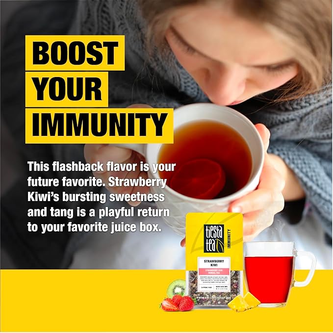 Tiesta Tea - Strawberry Kiwi Herbal Tea, Loose Leaf, Strawberry Hibiscus Kiwi Fruit Tea, Premium Caffeine-Free Herbal Blend, Make Hot or Iced & Up to 25 Cups, 2.5 oz Resealable Pouch - Bloomnest