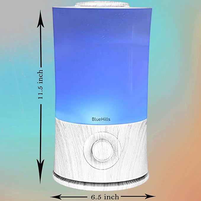 BlueHills Premium 2000 ML XL Large Essential Oil Diffuser Aromatherapy Humidifier for Large Room Home 40 Hour Run Huge Coverage Area Lights 2 Liter Extra Large Capacity Diffuser White Wood Grain E004 - Bloomnest