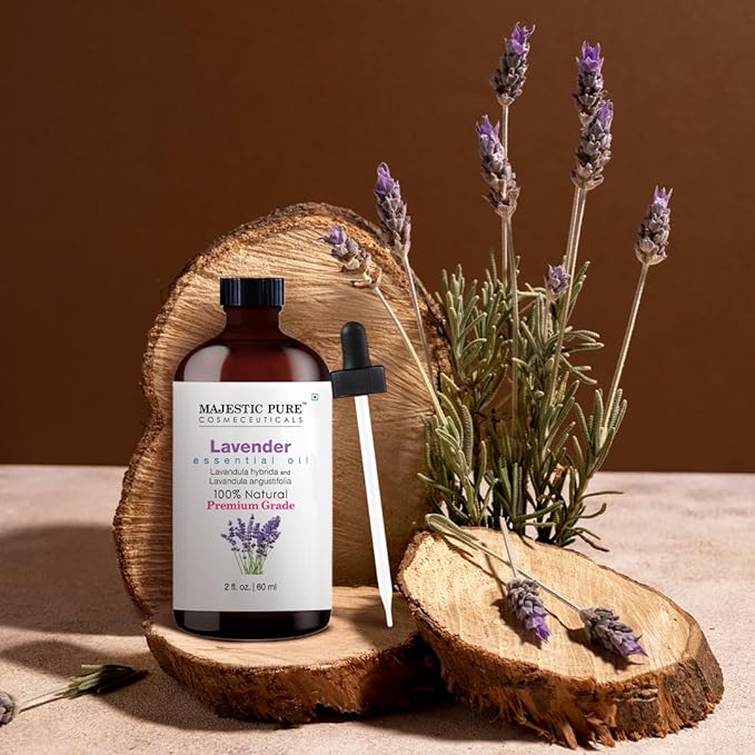 Majestic Pure Lavender Essential Oil with Glass Dropper - 2 Fl Oz - 100% Pure and Natural Lavender Oil - Premium Grade Essential Oils for Diffuser, Aromatherapy, Soap and Candle Making - Bloomnest