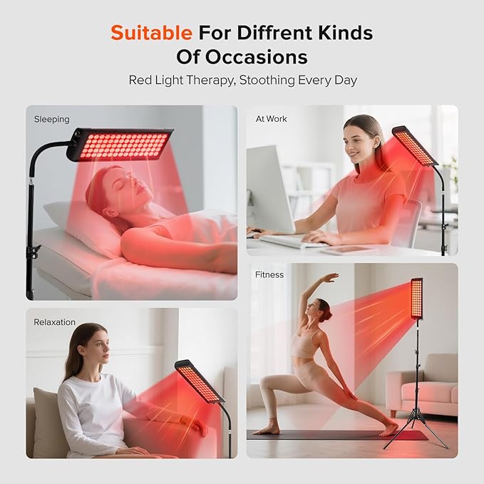 Red Light Therapy for Face and Body, GMOWNW Infrared Light Therapy Lamp with Stand, 660nm Red Light and 850nm Near Infrared Light Therapy Device for Face Knee Body, Skin Care at Home GMOWNW