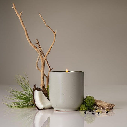 Homecourt Luxury Scented Candle, 60-Hour Burn Time, Soy Wax Blend & Organic Cotton Wick, Kiln-Fired Reusable Ceramic Vessel, Cocomoi, 8 oz - Bloomnest