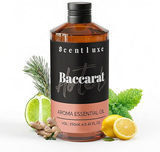 Hotel Scents Baccarat Diffuser Oil 8.45 Fl Oz (250ml), Home Luxury Aroma & Hotel Fragrance Essential Oil - for Aromatherapy Diffuser - Bigger Bottle, Longer Lasting Air Freshener - Bloomnest