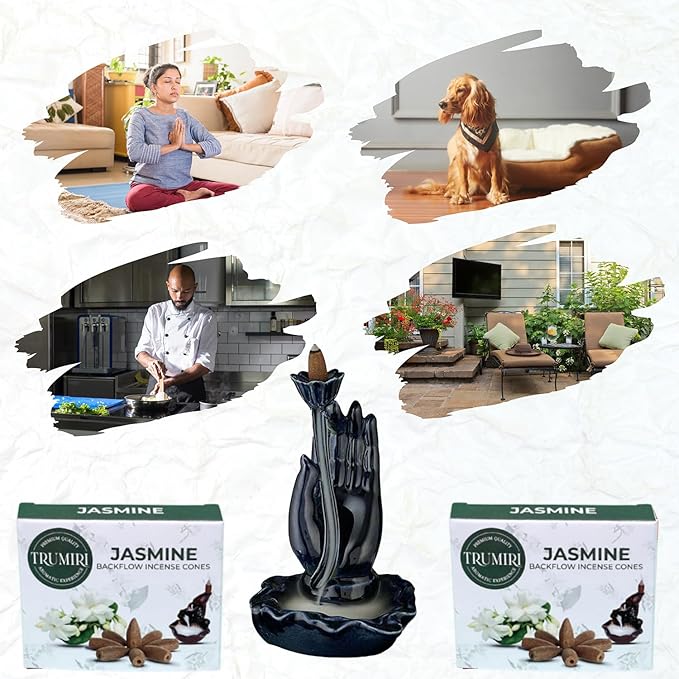 TRUMIRI Jasmine Backflow Incense Cones - 20 Cones, Pack of 2 TRUMIRI