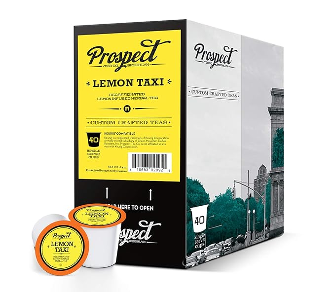 Prospect Tea Co. Decaffeinated Lemon Taxi Herbal Tea Pods Compatible with K Cup Brewers Including 2.0, 40 Count - Bloomnest
