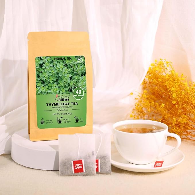 FullChea - Thyme Tea Bags, 40 Teabags - Premium Thyme Leaves - Non-GMO - Caffeine-free, Promote Overall Health, Support Digestion - Bloomnest