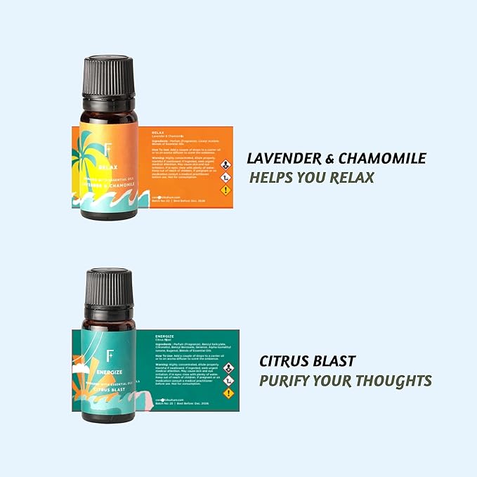 Folkulture Essential Oils for Diffuser Oil | Essential Oil Set of 6 Fragrance Oils | Diffuser Oils Scents for Home | Oil Diffusers Essential Oils Gifts for Relaxation - Lavender & Sandalwood - Bloomnest