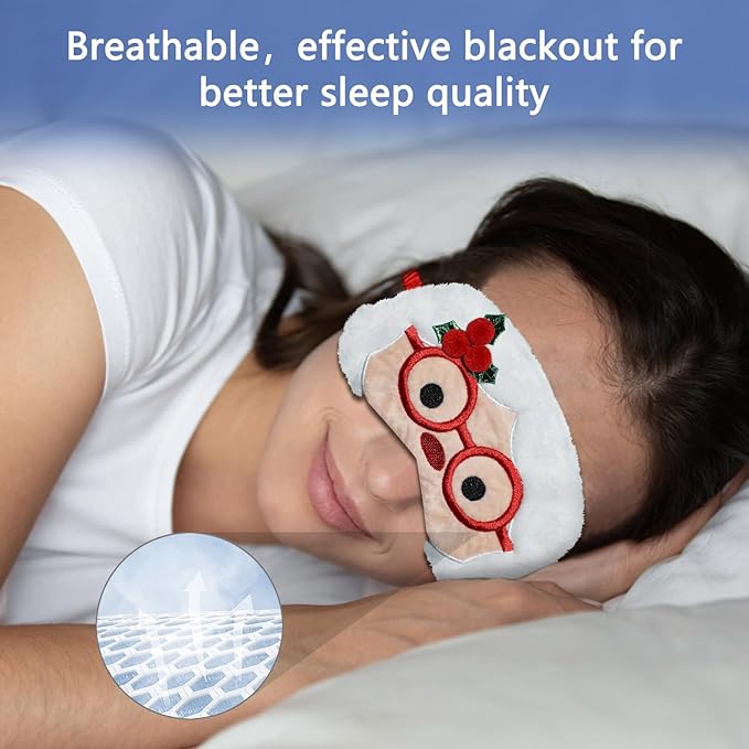 Cute Sleeping Mask Sleep Mask, Funny Santa Claus Soft Plush Eye Mask for Travel Nap Sleeping Chrismas Blindfold Eye Cover Eyeshade for Adult Kids Girls Teens Men Women - Santa Claus - Bloomnest