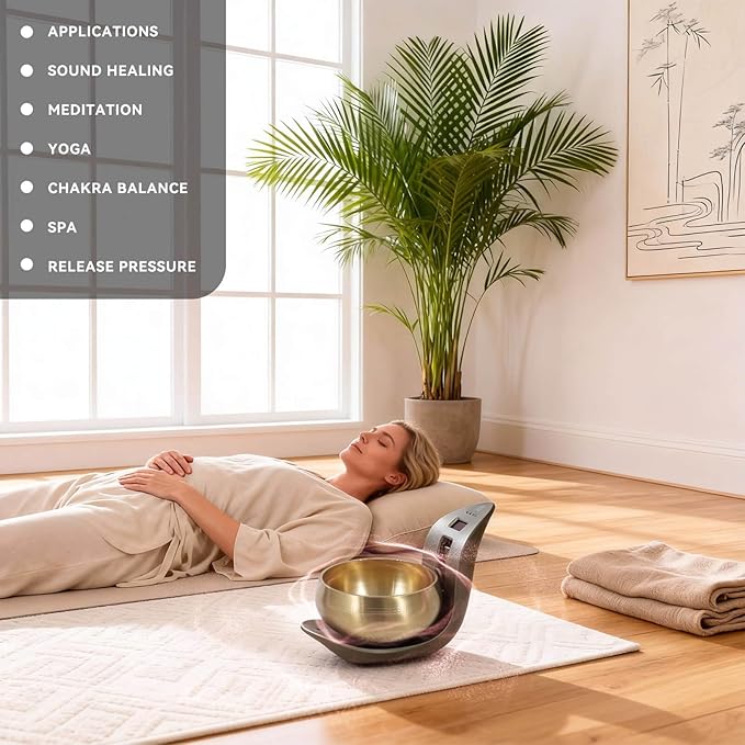 Automatic Singing Bowl – Hands-Free Sound Healing Bowl for Meditation, Yoga, Mindfulness, Energy Healing, Deep Relaxation & Sleep,Auto-Striking Himalayan Singing Bowl with Resonant Tone - Bloomnest