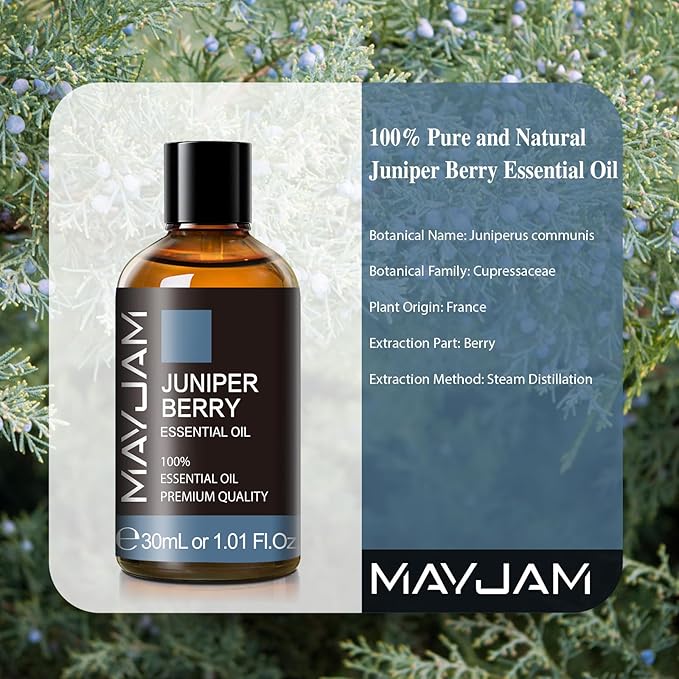 Juniper Berry Essential Oil 30ML/ 1.01FL.OZ, MAYJAM Pure Juniper Berry Oil for Massage, Diffuser, Soap Making, Long Lasting Scents - Bloomnest
